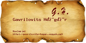 Gavrilovits Hágár névjegykártya
